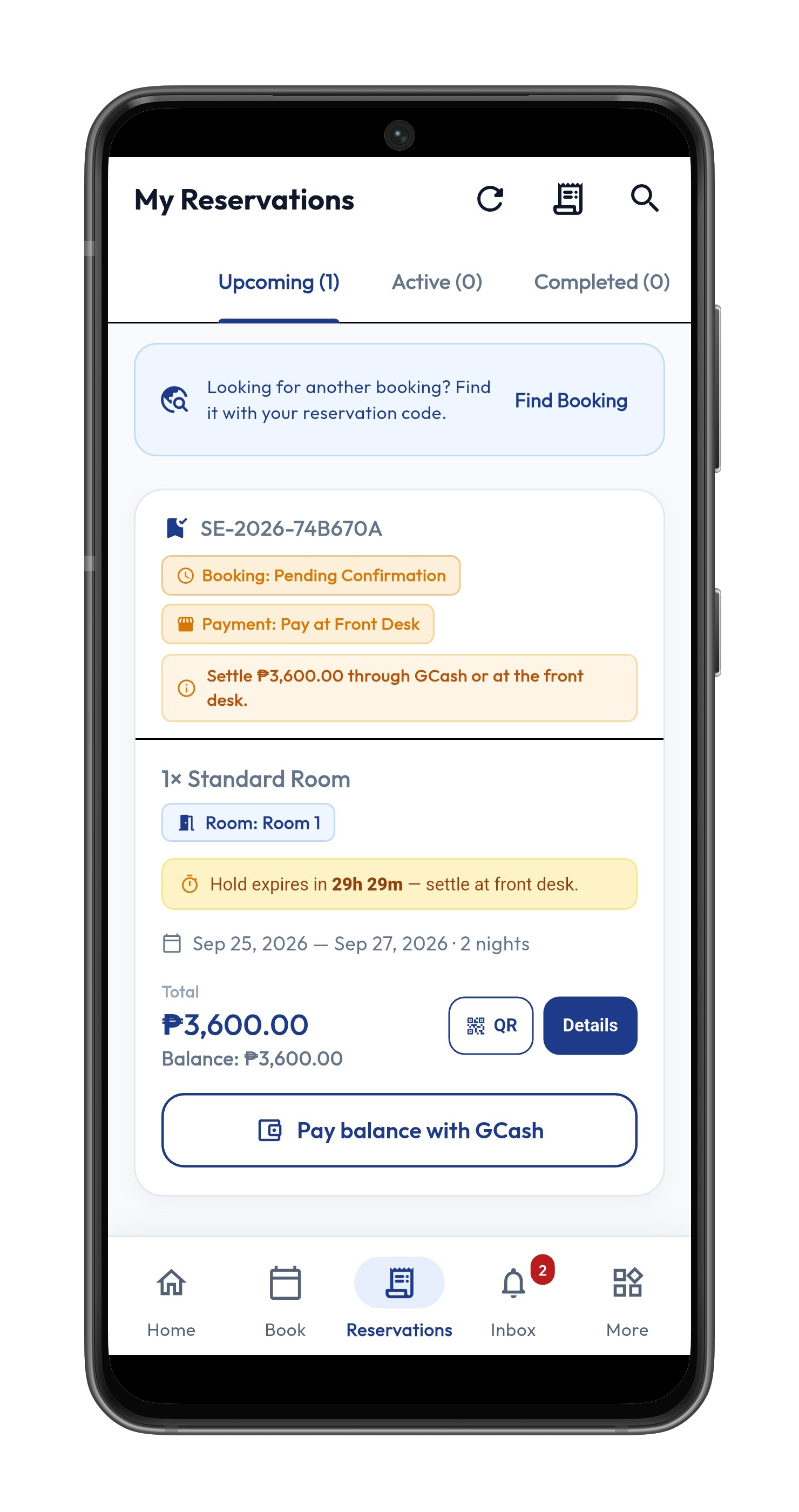 StayEase app: My reservations